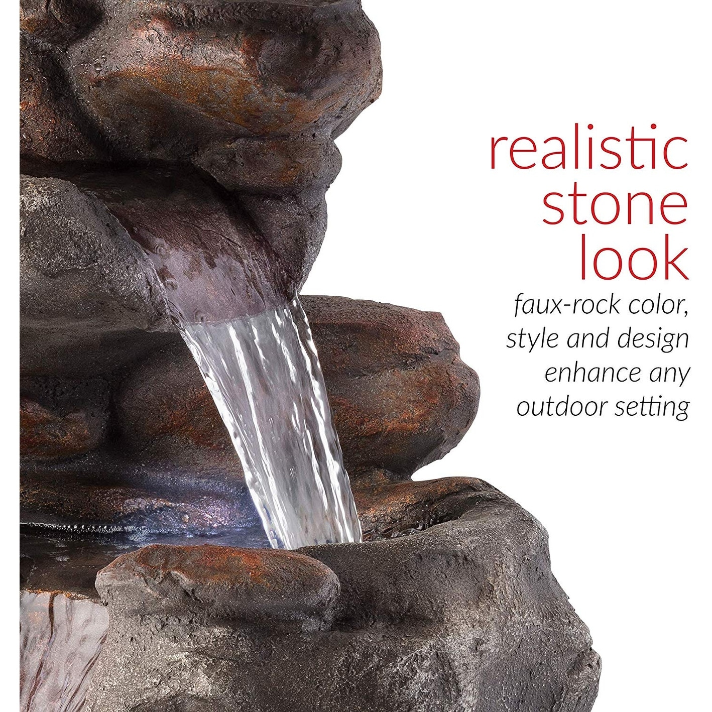 Shop Alpine Corporation 4 Tier Rock Water Fountain With Led Lights On Sale Overstock 9512738