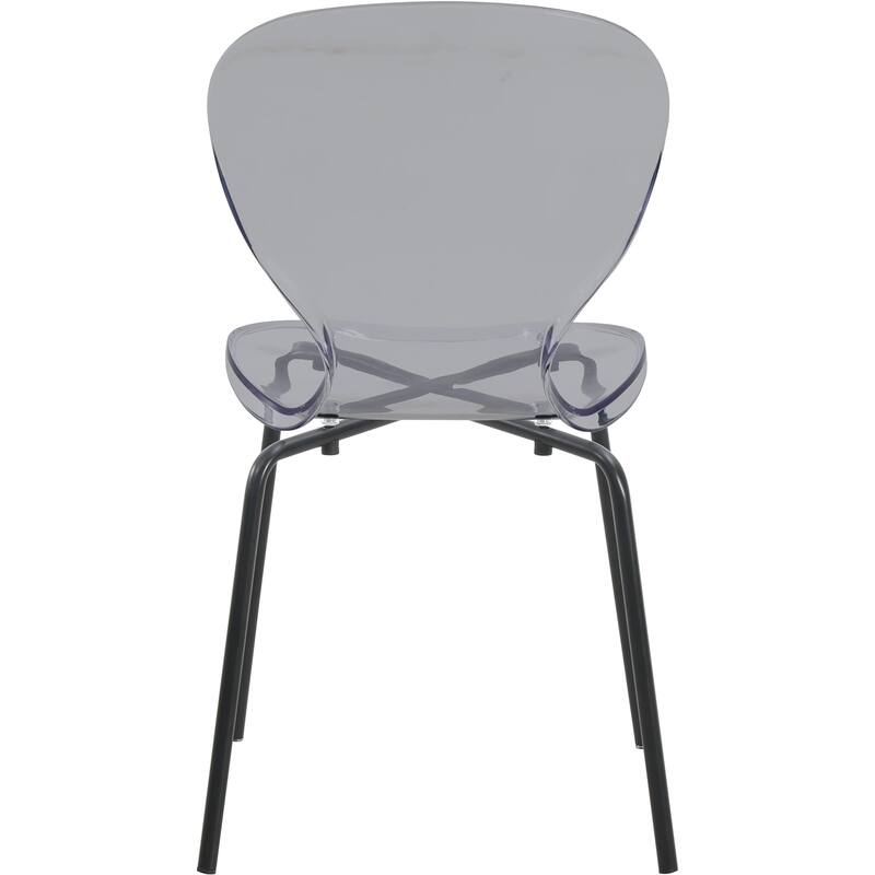 Stackable Plastic Dining Chair Set of 4 Transparent Modern Accent Side Chair for Indoor and Outdoor