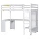 preview thumbnail 24 of 24, Wood Loft Bed Frame with Storage Shelves,1 Cabinet and 2 Drawers,L-shaped Desk,Full Size