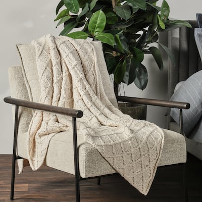 Kosas Home Porter 100% Cotton 50"x70" Throw, Ivory
