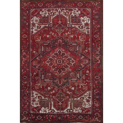 Hand Knotted Oriental 100% Wool Carpet Traditional Medallion Red Heriz Area Rug - 13' 2'' X 9' 11''