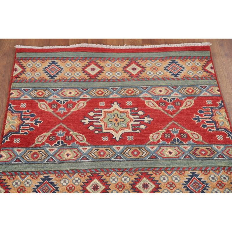 Striped Kazak Runner Rug Handmade Wool Carpet - 2'8" x 9'5"