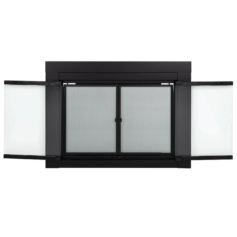 Pleasant Hearth Alpine Fireplace Glass Door Small Black