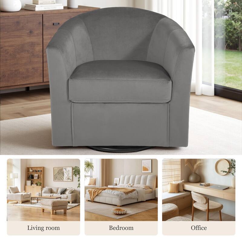 Modern 29"W Upholstered Swivel Barrel Chair for Living Room Set of 2