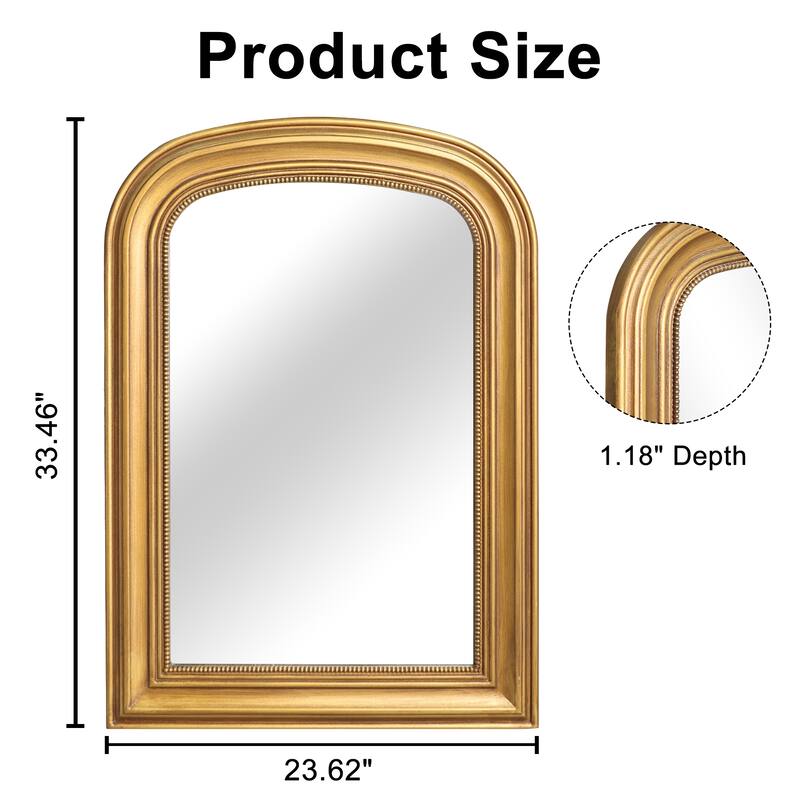 Traditional Gold Wood Wall Mirror - Antique Gold - 33.5"HX23.6W"