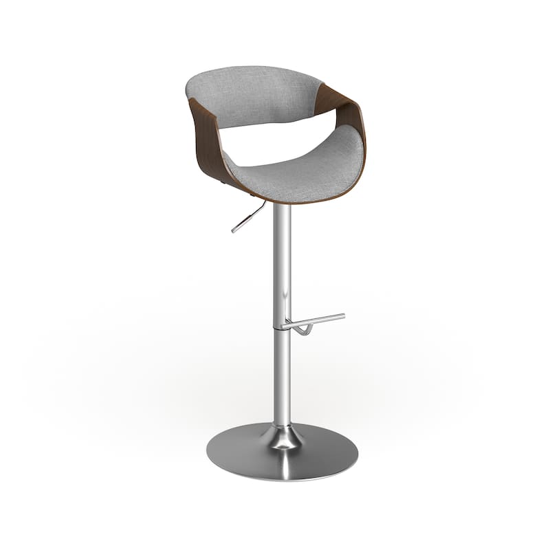 Carson Carrington Sauda Mid-century Modern Walnut WoodAdjustable Bar Stool - Light grey