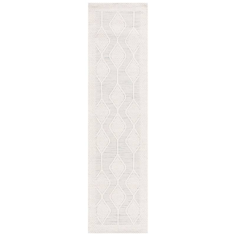 SAFAVIEH Handmade Marbella Josephine Modern Wool Rug - 2'3" x 9' Runner - Ivory/Blue