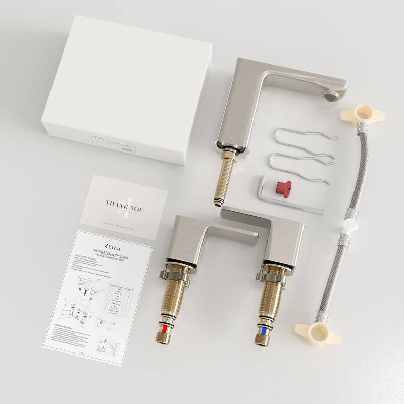 Eviva Moderna 2-Handle Waterfall Widespread Bathroom Faucet with Deckplate Included in Brushed Nickel