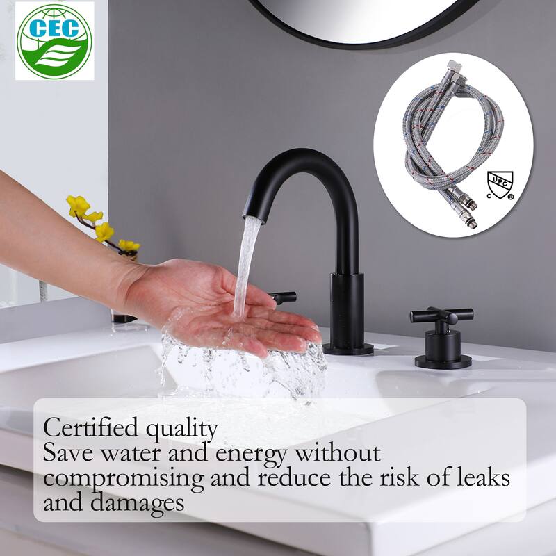 Luxury Gold / Nickel / Black 360 Swivel Bathroom Faucet Widespread with 2 Cross Handles