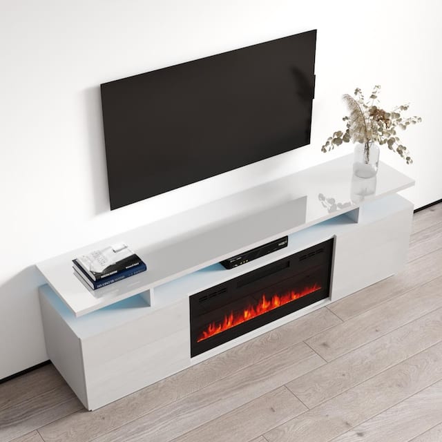 Meble Furniture Eva Modern TV Stand with Electric Fireplace