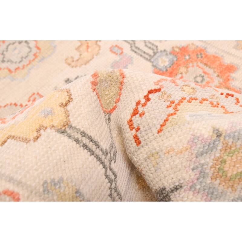 ECARPETGALLERY Hand-knotted Modern Oushak Ivory Wool Rug - 2'6 x 8'0