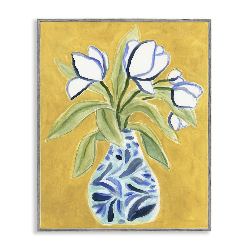 Stupell Lively Tulips in Vase Framed Giclee Art Design By June Erica Vess