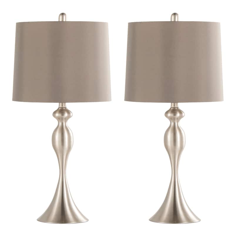 Ashland 27" Metal Table Lamp (Set of 2) - Brushed Nickel/Taupe Satin