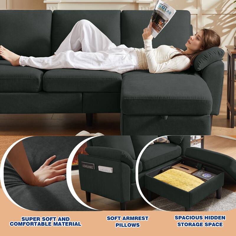3-Piece Living Room Sectional Sofa Set with Chair and Ottoman