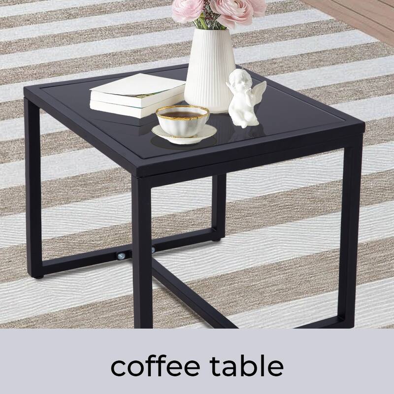 3-Piece Wicker Patio Furniture Set with Rattan Swivel Chairs and Coffee Table