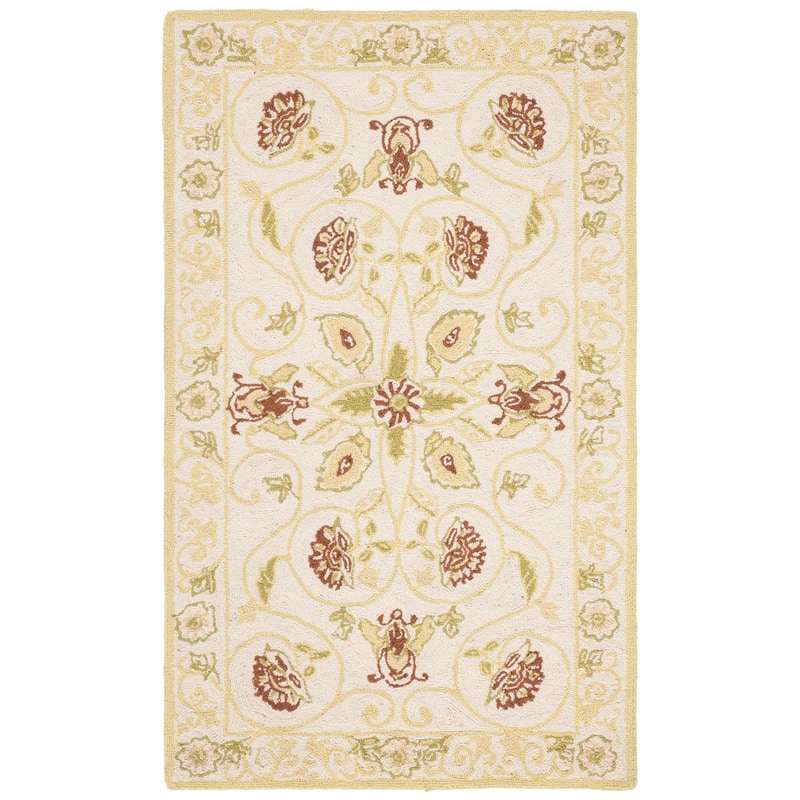 SAFAVIEH Handmade Chelsea Alecsandra French Country Wool Rug - 2'9" x 4'9" - Ivory/Green