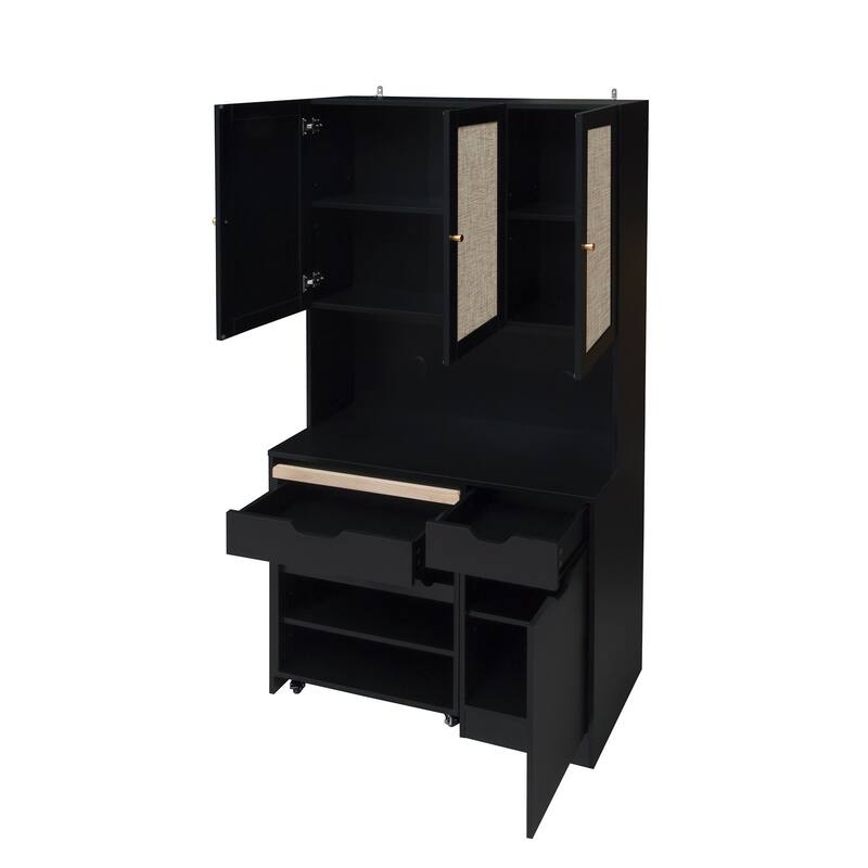 Modern Buffet Cabinet with Kitchen Cart, Microwave Stand and Adjustable Shelves