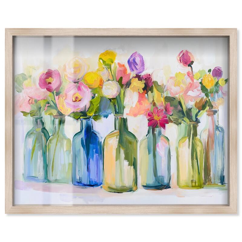 Bottles and Blooms Shadowbox by Art Remedy - Natural - 30" x 24"
