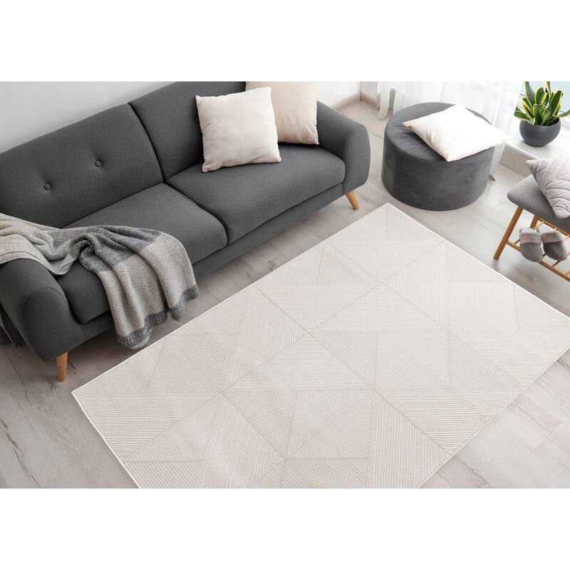Alpine Rug Co. Hudson Light Cream Triangular Lines Area Rug
