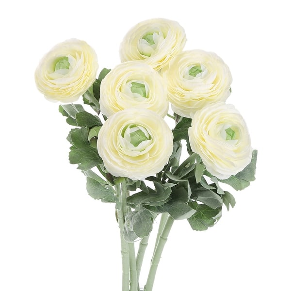 Artificial Ranunculus Flowers, 6 Stems Faux Permanent Flower Floral