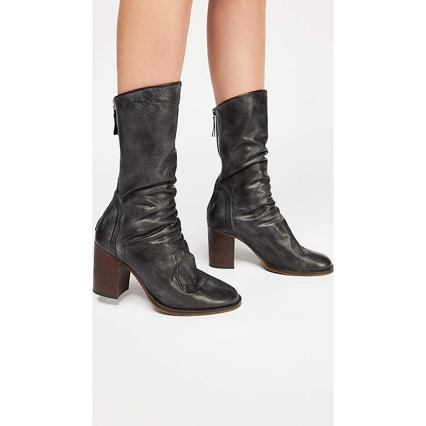 slouchy black leather boots