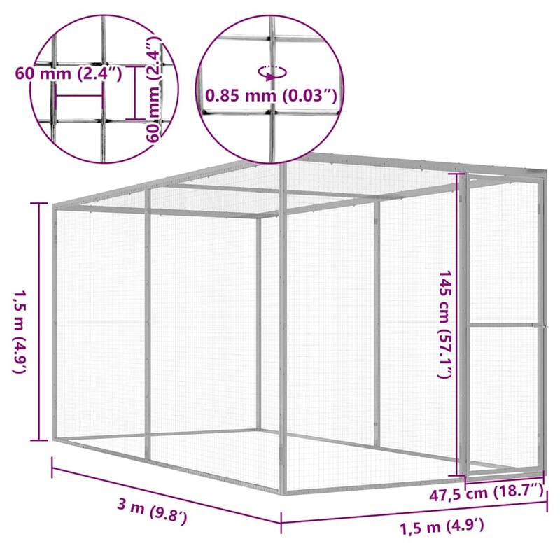 vidaXL Cat Cage Lockable Pet Cat Cage Animal House Outdoor Galvanized Steel