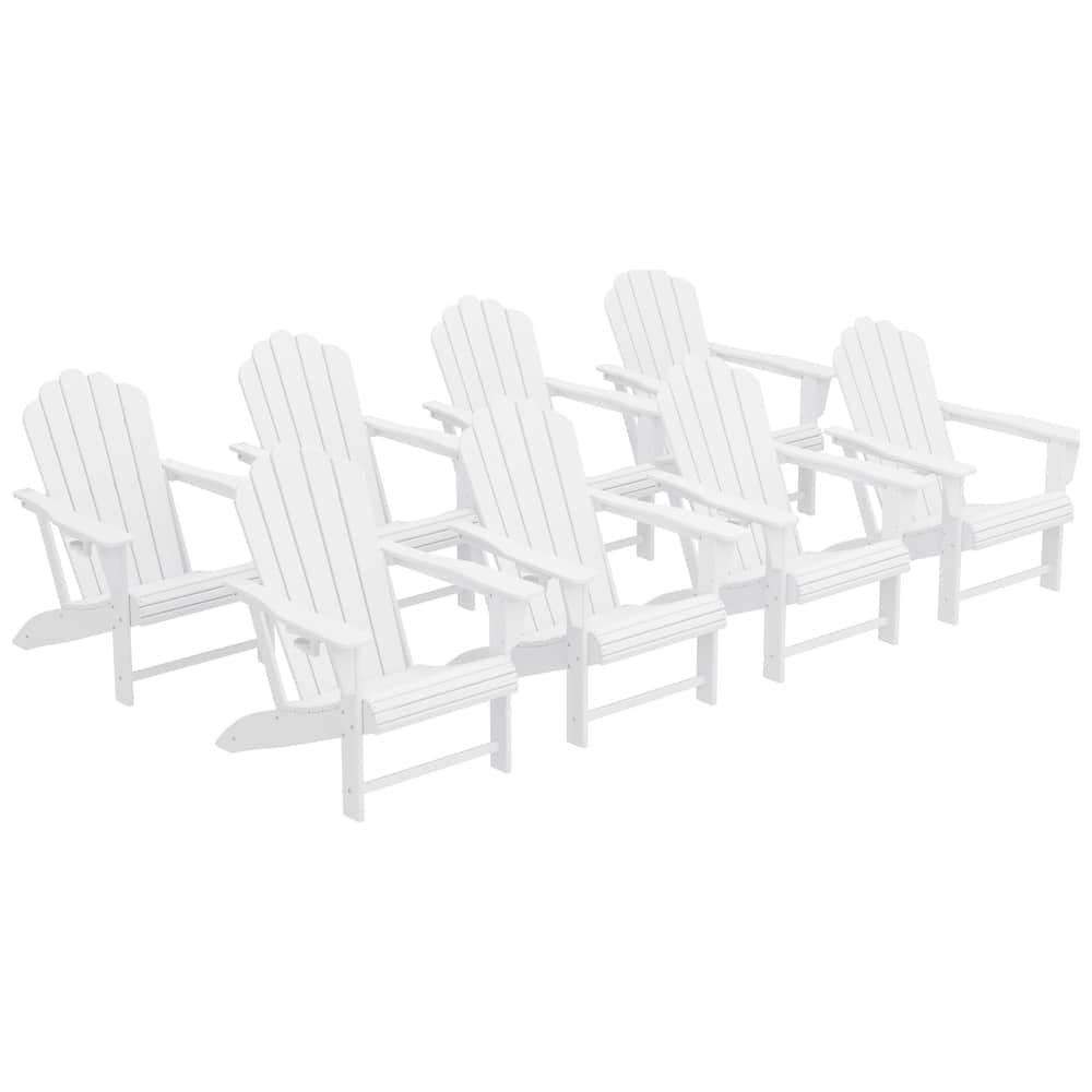 Aderson Outdoor Poly Adirondack Chairs with Cupholders (Set of 8)
