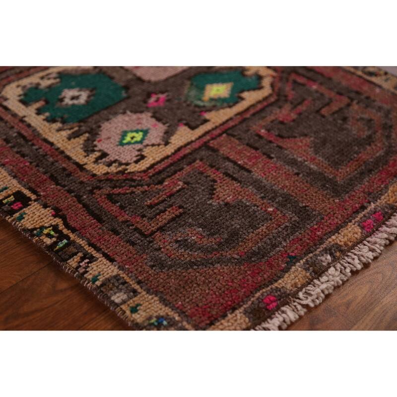 Hand Knotted Oriental 100% Wool Carpet Transitional Tribal Pink Anatolian Area Rug - 2' 6'' X 1' 8''