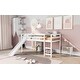 preview thumbnail 3 of 13, Multifunctional Design Loft Bed with Slide, Ladder and Guardrails,Twin Size, White