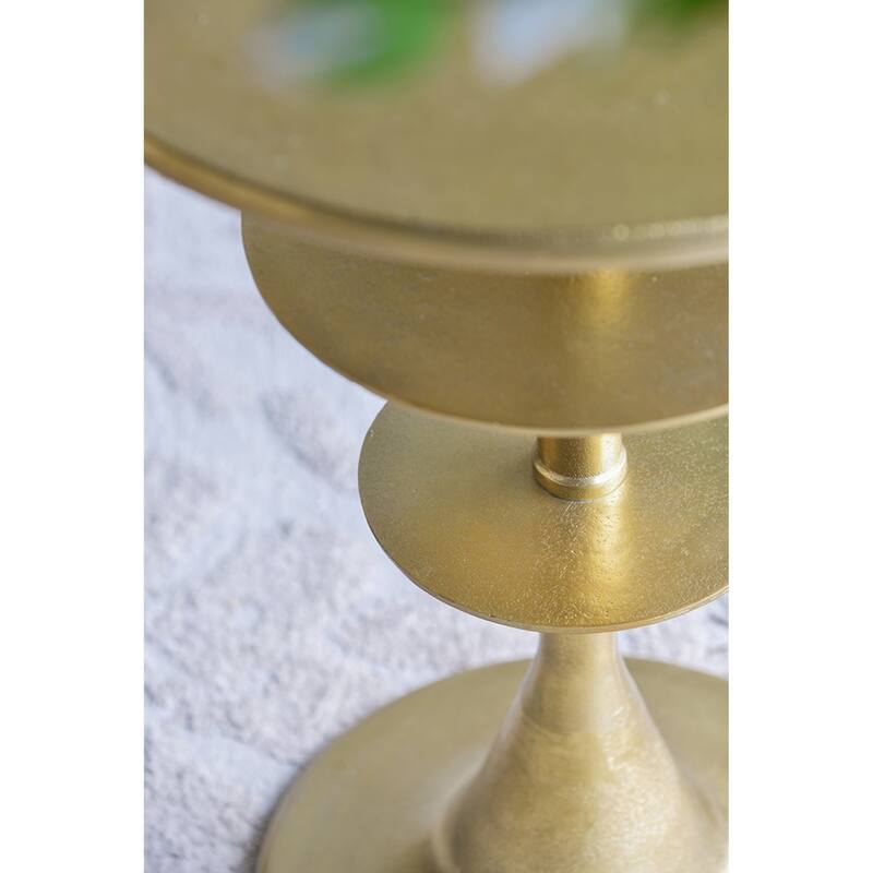 Tiered Aluminum Accent Table - 21.75" - Antique Brass Finish