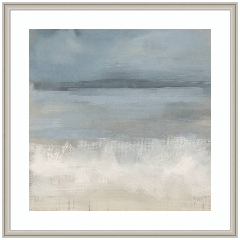 Kate and Laurel The Blues by Mary Sparrow Framed Wall Art Print - 34 x 34 - Silver