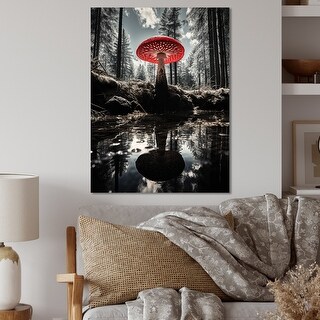 Designart "Red And Grey Mushroom Serenity I" Landscape & Nature Metal ...