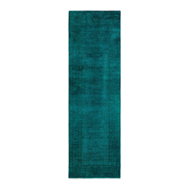 Contemporary Overdyed Wool Hand Knotted Runner - 3' 0" x 10' 0"