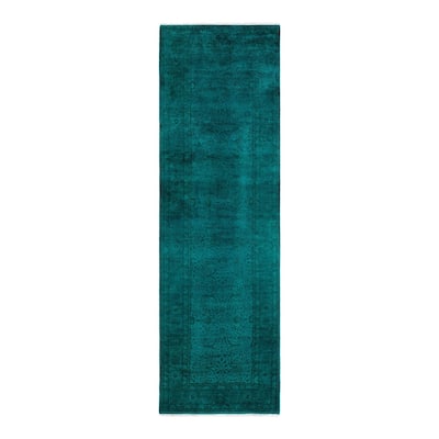 Contemporary Overdyed Wool Hand Knotted Runner - 3' 0" x 10' 0"