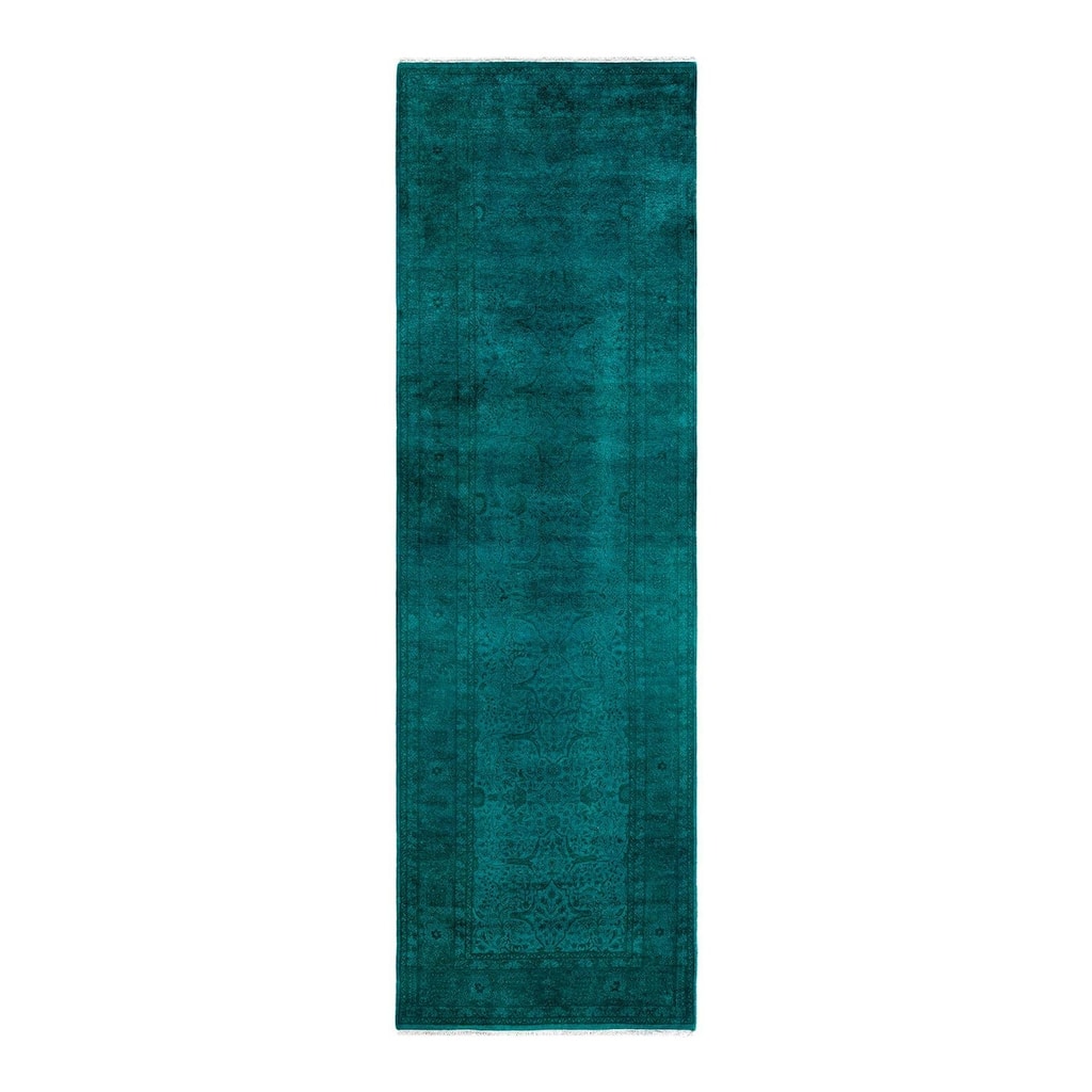 Contemporary Overdyed Wool Hand Knotted Runner - 3' 0" x 10' 0"