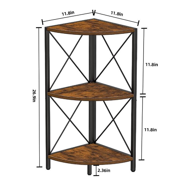 Corner Shelf with Metal Frame - 11.8"D x 11.8"W x 26.9"H