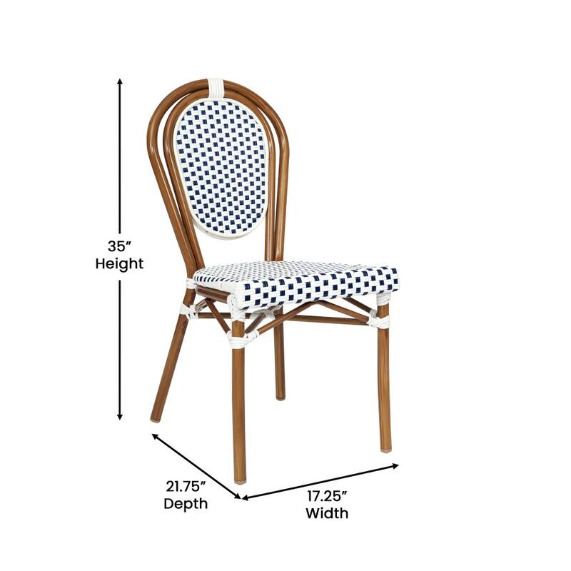 2 Pack All-Weather Commercial Paris Chair with Metal Frames