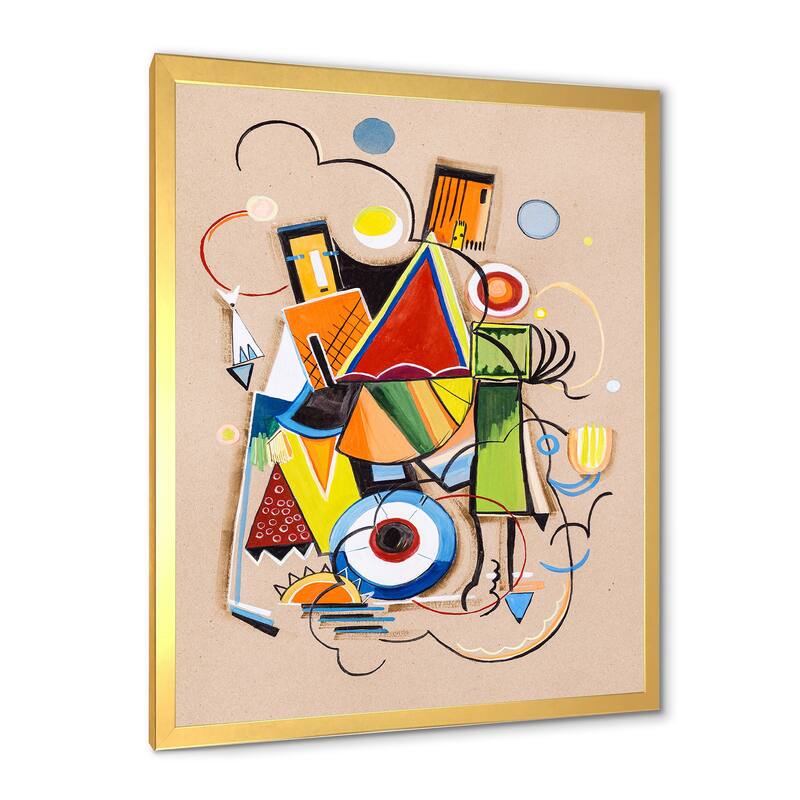 Designart "Colored Geometric Abstract Compositions I" Modern Framed Art