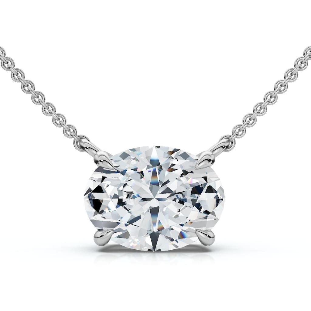 Bliss Diamond 1Ct Solitaire Oval Diamond Pendant Gold Women's 18" Chain Lab Grown