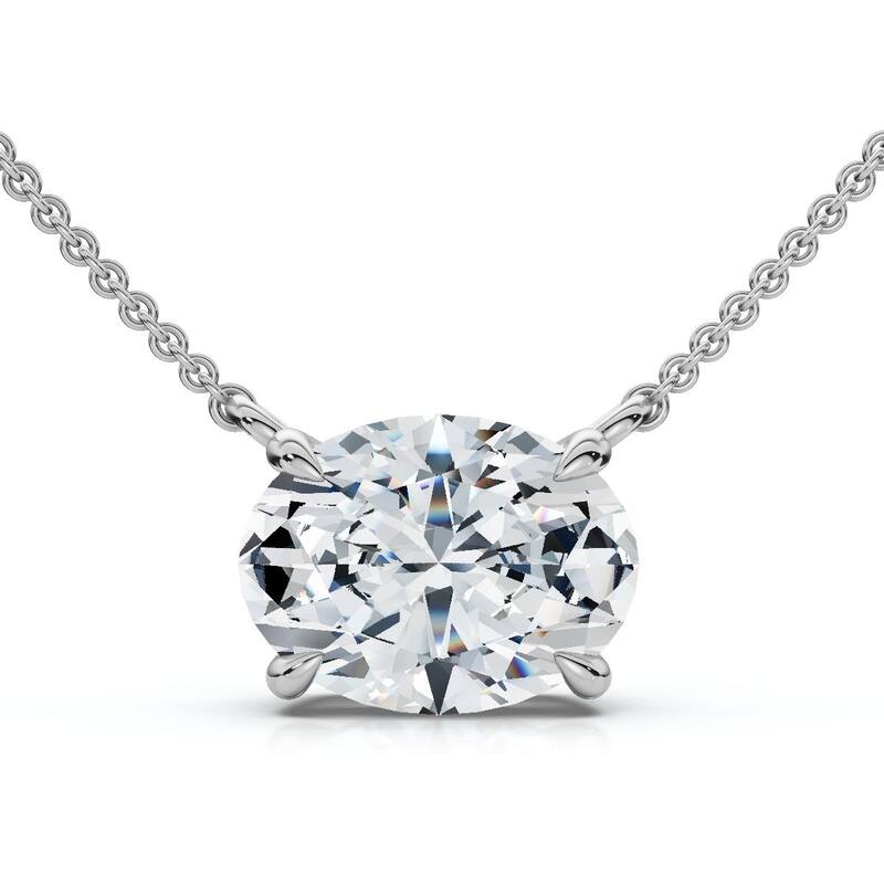 Bliss Diamond 1Ct Solitaire Oval Diamond Pendant Gold Women's 18" Chain Lab Grown
