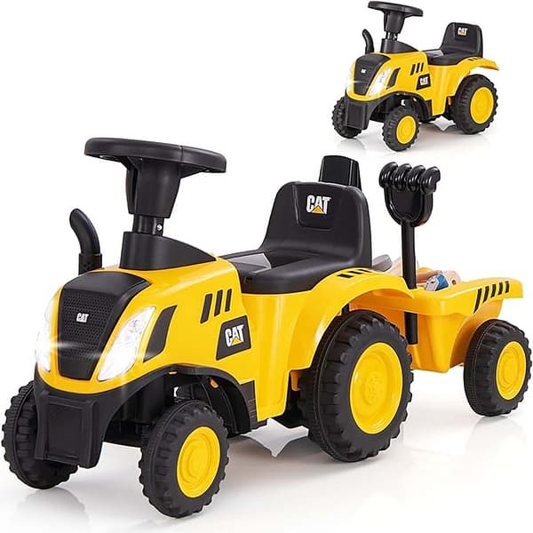 slide 2 of 6, Kids Ride on Tractor Licensed Caterpillar Sliding Car with Shovel - Yellow & Black Yellow & Black