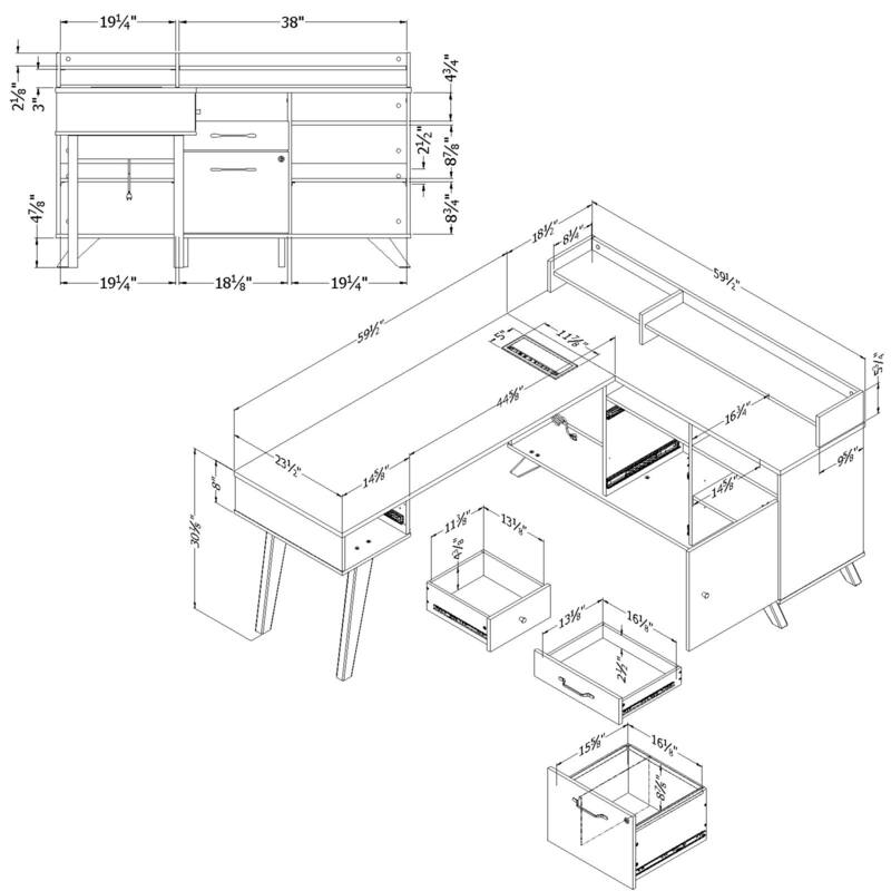 South Shore Helsy L-shaped Corner Desk with Power Bar