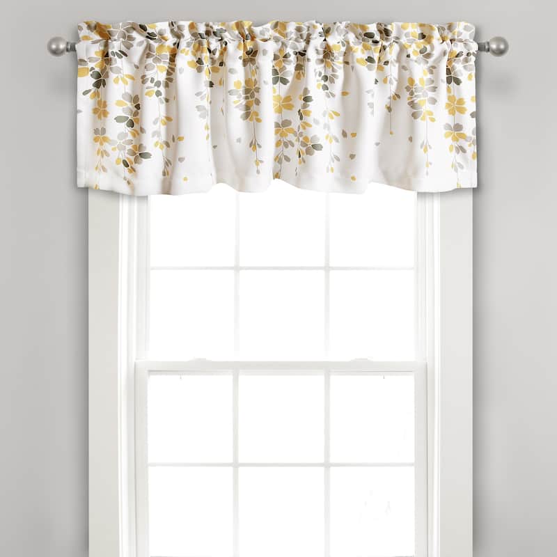 Lush Decor Weeping Flower Room Darkening Window Curtain Valance - 52x18 - yellow & gray