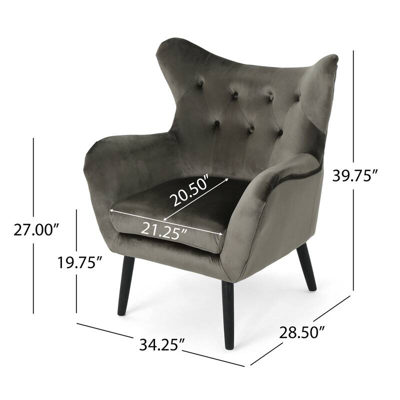 Grey 34.25" Velvet Arm Chair