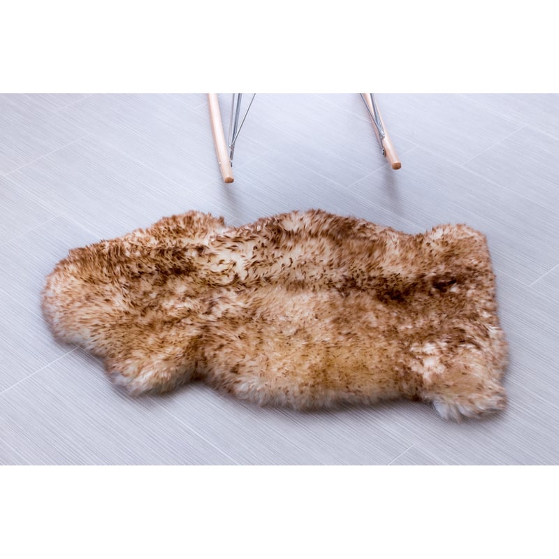 Silver Orchid Nansen Genuine Soft Australian Sheepskin Rug - 2' X 3' - brown tips