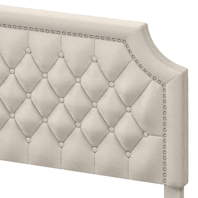 Moasis Velvet/Linen Upholstered Bedframe with Adjustable Headboard and 4 Storage Drawers