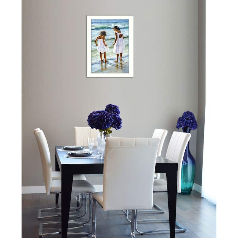 TrendyDecor4U Contemporary "Two Girls at the Beach" Framed Print Wall Art by Georgia Janisse