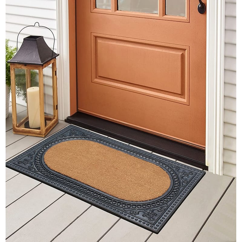 A1HC Natural Coir and Rubber Door Mat, Thick Durable Doormats for Indoor/Outdoor Entrance, Front Door Entry Doormat