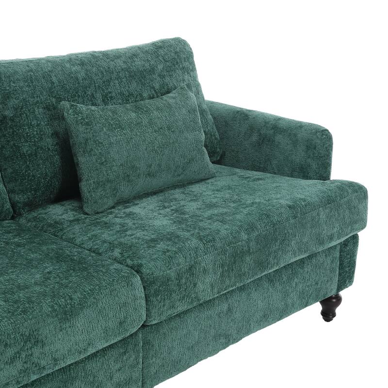 Chenille Fabric Loveseat Sofa, 2-Seater Sofa Couch with Extra Deep Seats, Upholstered Lounge Sofa with Wood Legs