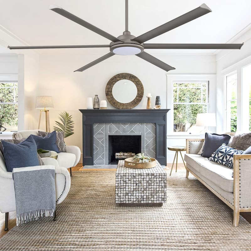 MLiAN 80 In. 6 Aluminium Blades Indoor Ceiling Fan with Light Kit and Remote - 80"
